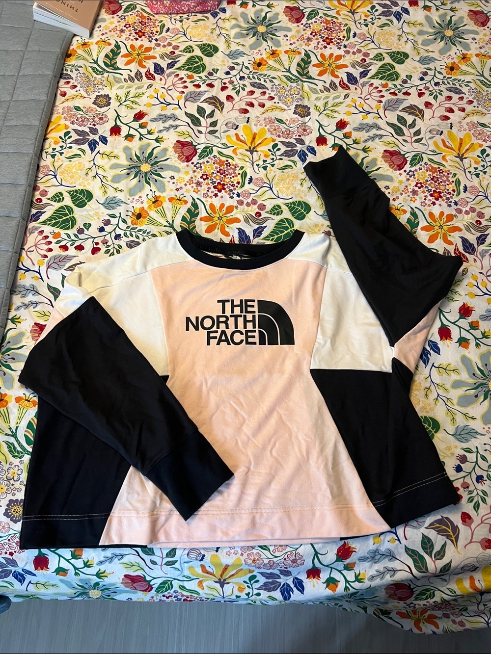 The North Face Pink and Black Colorblock Crewneck